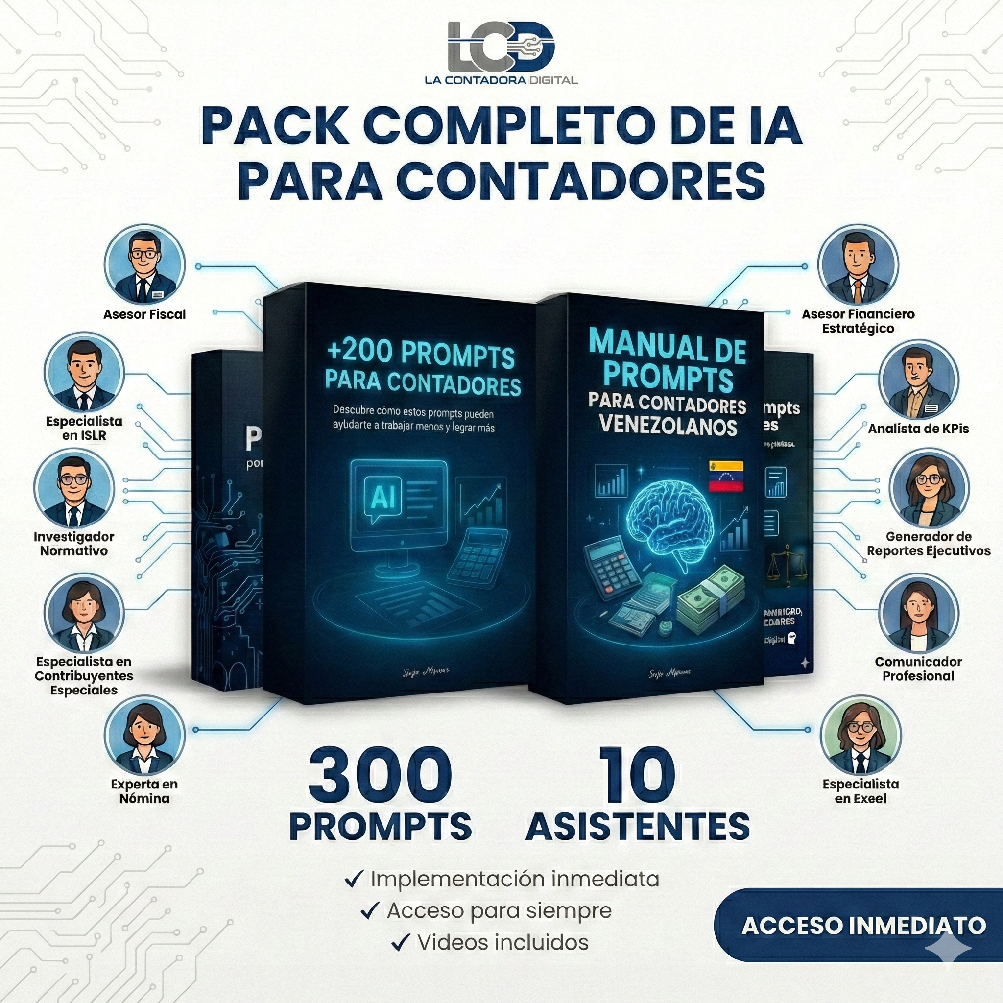 Pack Completo de IA para Contadores:  300 Prompts + 10 Asistentes Especializados